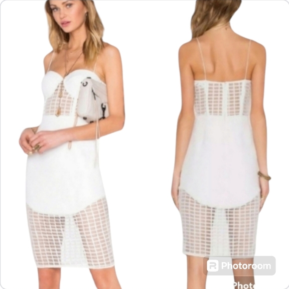 NBD X REVOLVE 4AM White Caged Bustier Midi Bridal Midi Dress sz S - Picture 3 of 13